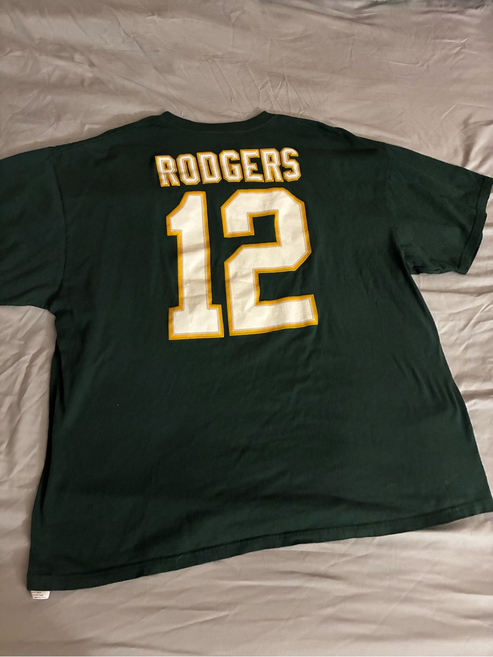 Stitched Aaron Rodgers Green Bay Packers #12 T-Shirt Jersey, Size 2XL